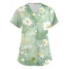 Women's Fashion Printed  Short Sleeve Care Workwear With Double Pockets Top