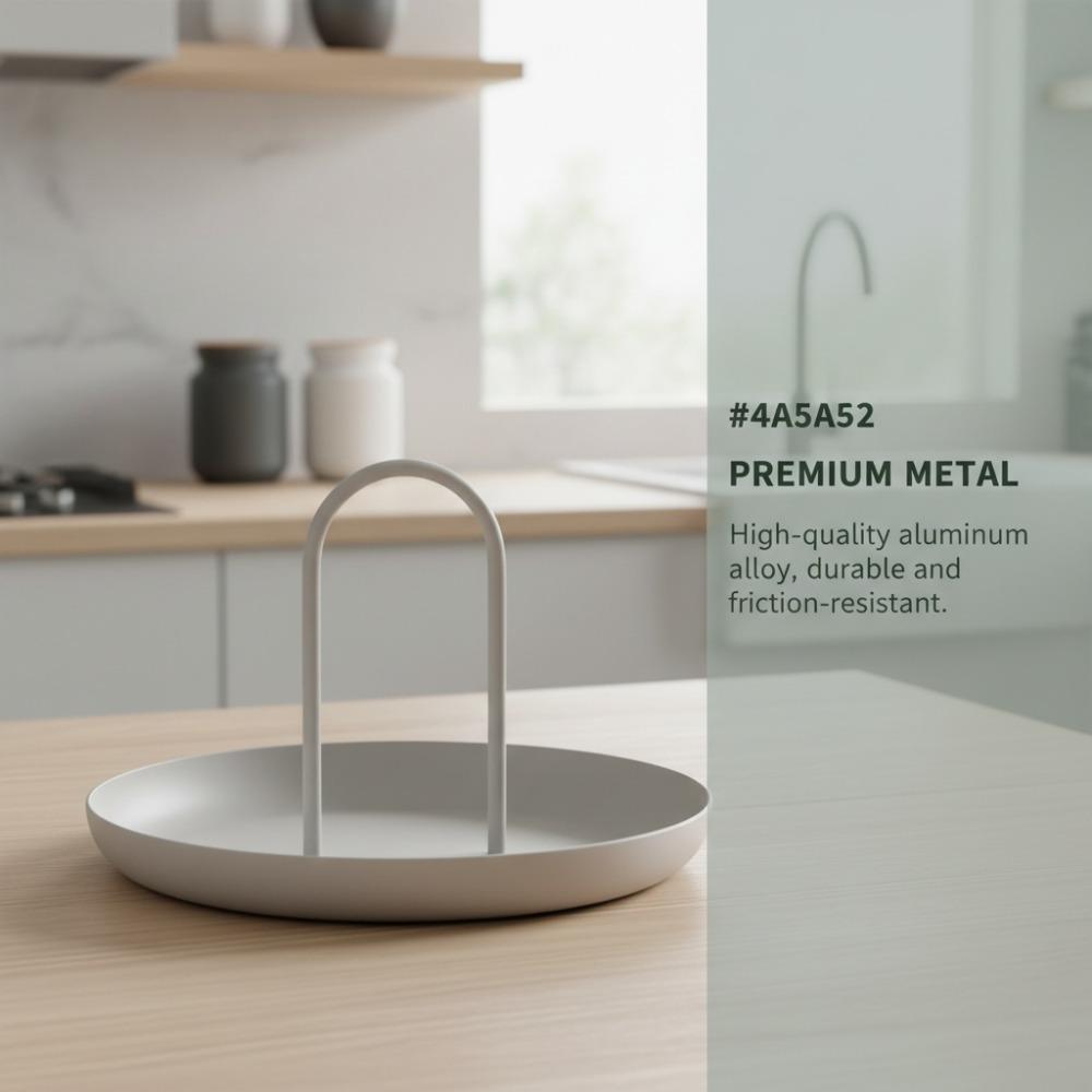 

Aluminum Alloy, ABS Serving Tray Round Shape Storage Tray Home Decor Metal Tray Dining Room Table сірий