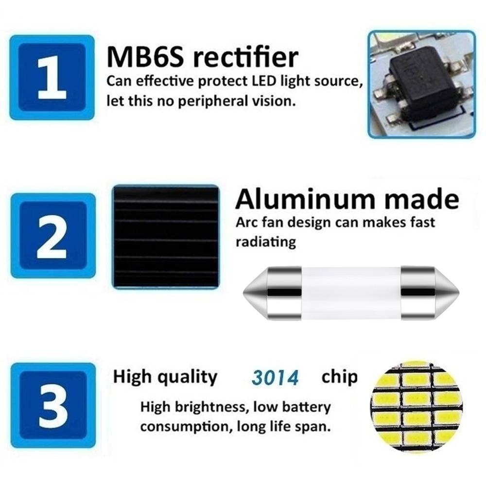 COB Car LED Bulb 12V 31mm 36mm 39mm 41mm Auto Interior Reading Lamp Car License Plate Light Accessories For Vehicles