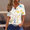 Women's T Shirt Print Button Short Sleeve Daily Weekend Fashion Basic V-Neck Regular Top