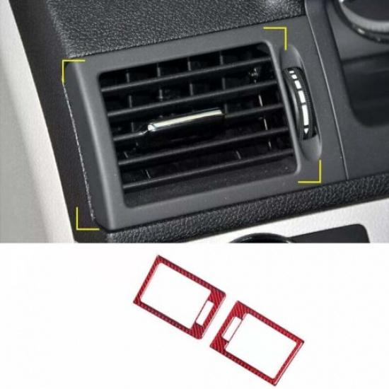 2007-14 Real Red Carbon Inner Console L&R Air Outlet Vent Cover For Benz C-Class