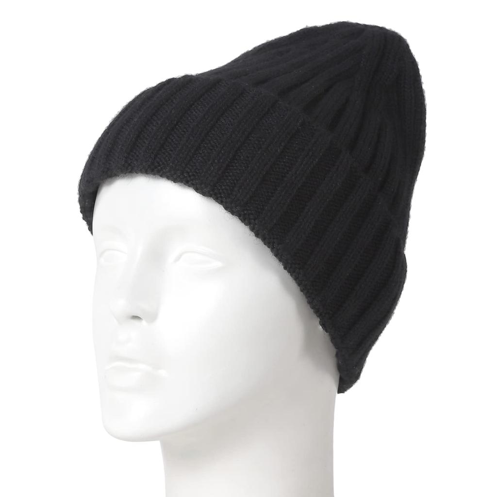 Knit Hat Wool Made In Japan Whole Garment Cold Protection Beanie [Branze] Men's 100% (Free Size, Black)