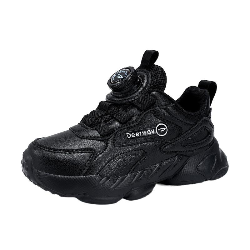 White Boys Little White Shoes Leather Surface Autumn and Winter Children's Sneakers Girls Delphi Black Primary School Students Casual Versatile