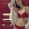 Langsaha Women's Red Wireless Push-Up Bra Set