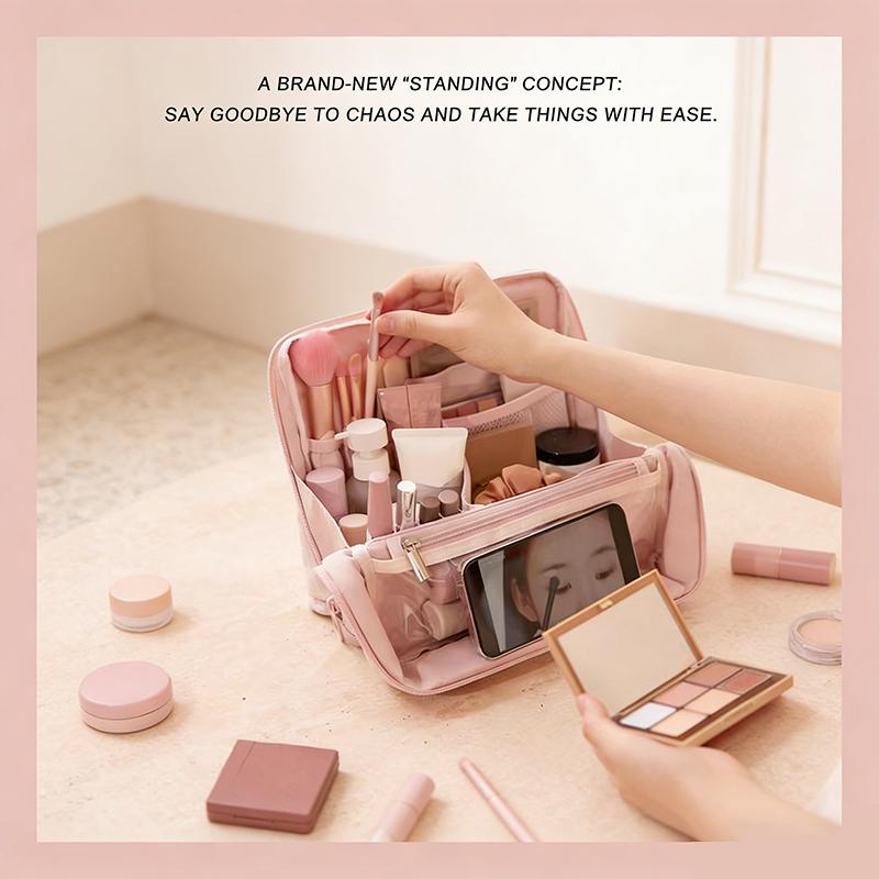 Magnetic Stand-up Makeup Bag Portable Toiletry Pouch