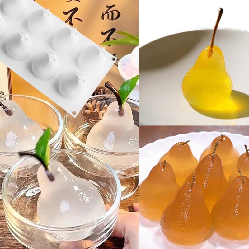 8 Cavity Pear Shape 3D Silicone Cake Baking Mold For Mousse Truffle Brownies Pan Molds Silicone Pastry Tool Cakes