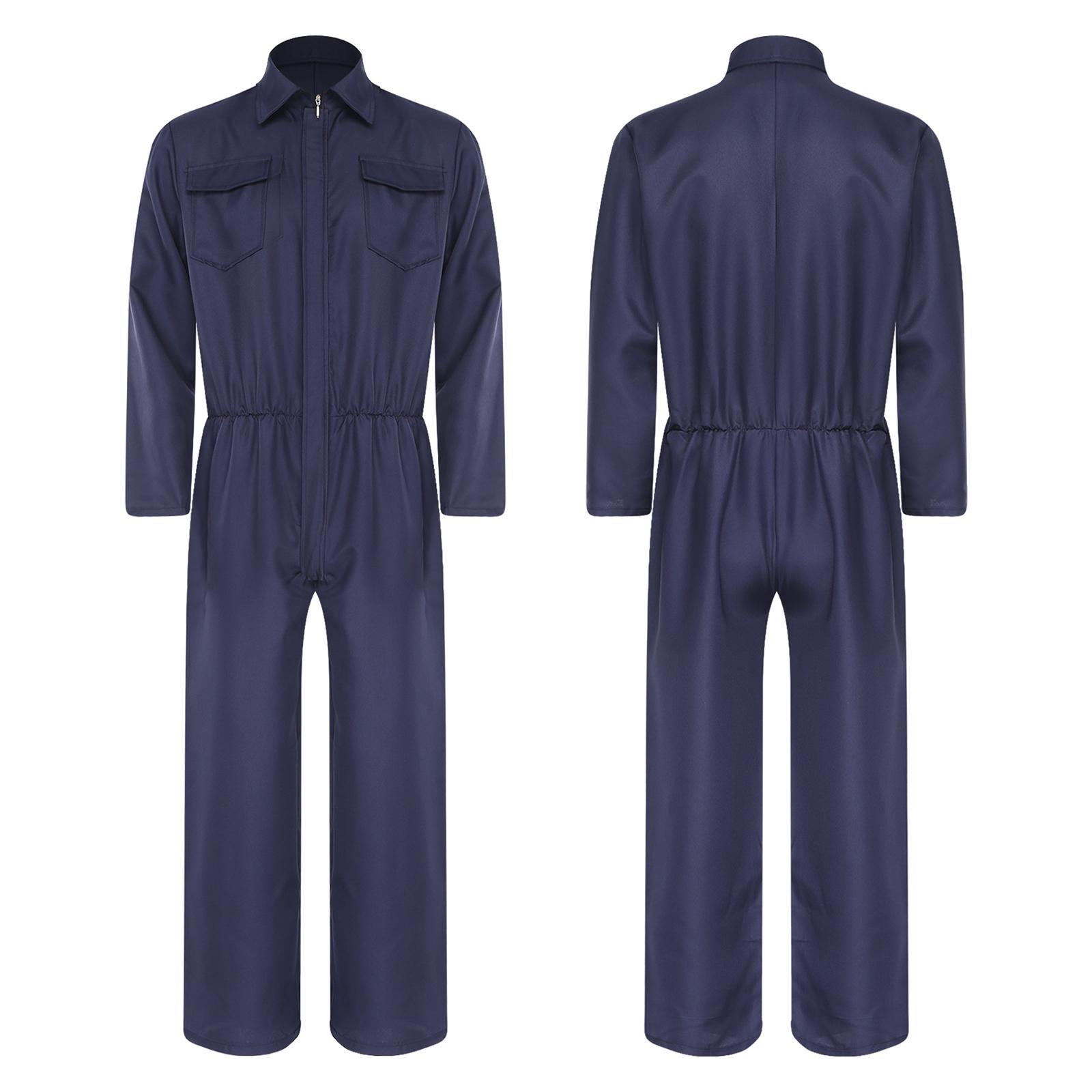 

Унисекс комбинезон на молнии спереди S-3XL, Рабочий комбинезон с нагрудными карманами для работы, Хэллоуина и косплея S темно-синий