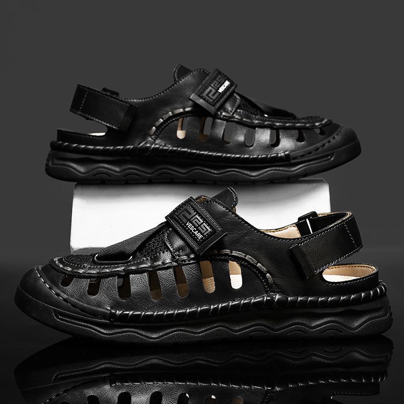 Fashion New Leisure Walk Men's Sandals Durable Handmade Stitching Beach Shoes Quick Dry Wading Aqua Shoes Non Slip Outdoor Male Sandaly