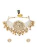 Gold Tone Kundan & MultiStrand Pearls Choker Necklace & Earring Set For Women