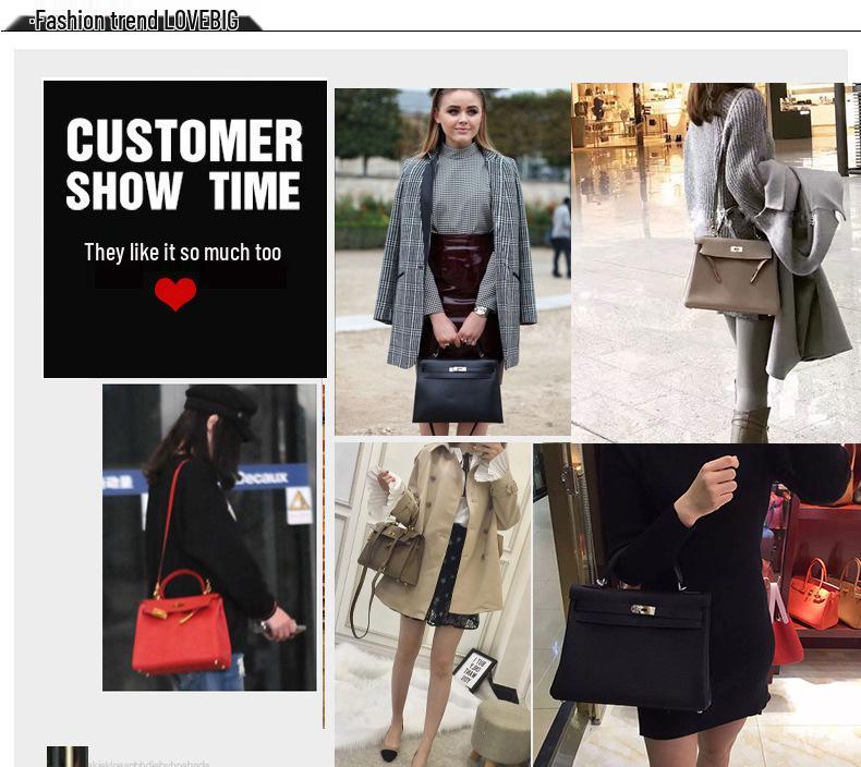 Top Grain Cowhide Kelly High-End Women's Genuine Leather Handbag/Shoulder Crossbody Bag