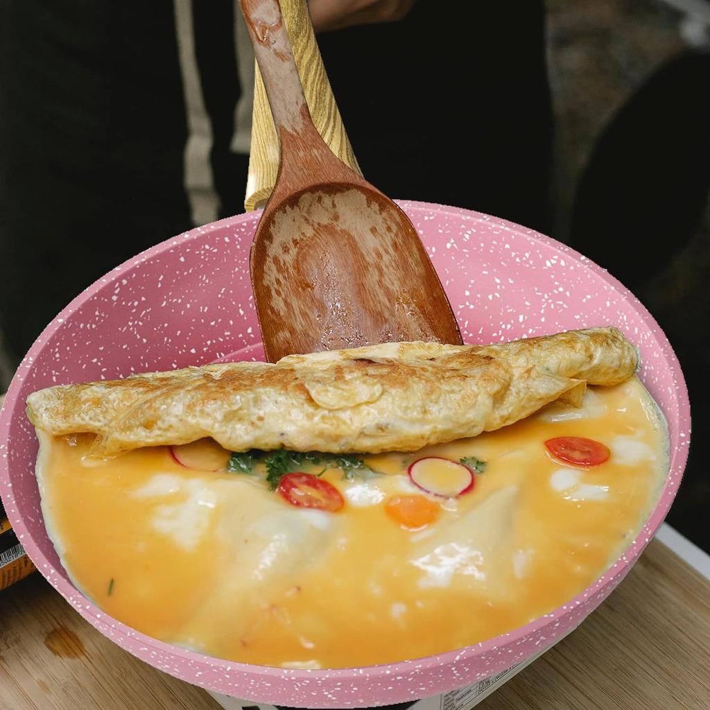 Maifan Stone Pink Non Stick Pot Household Multifunctional Frying Pan And Soup Pot Gift Kitchen Accessories Cast Iron Cookware