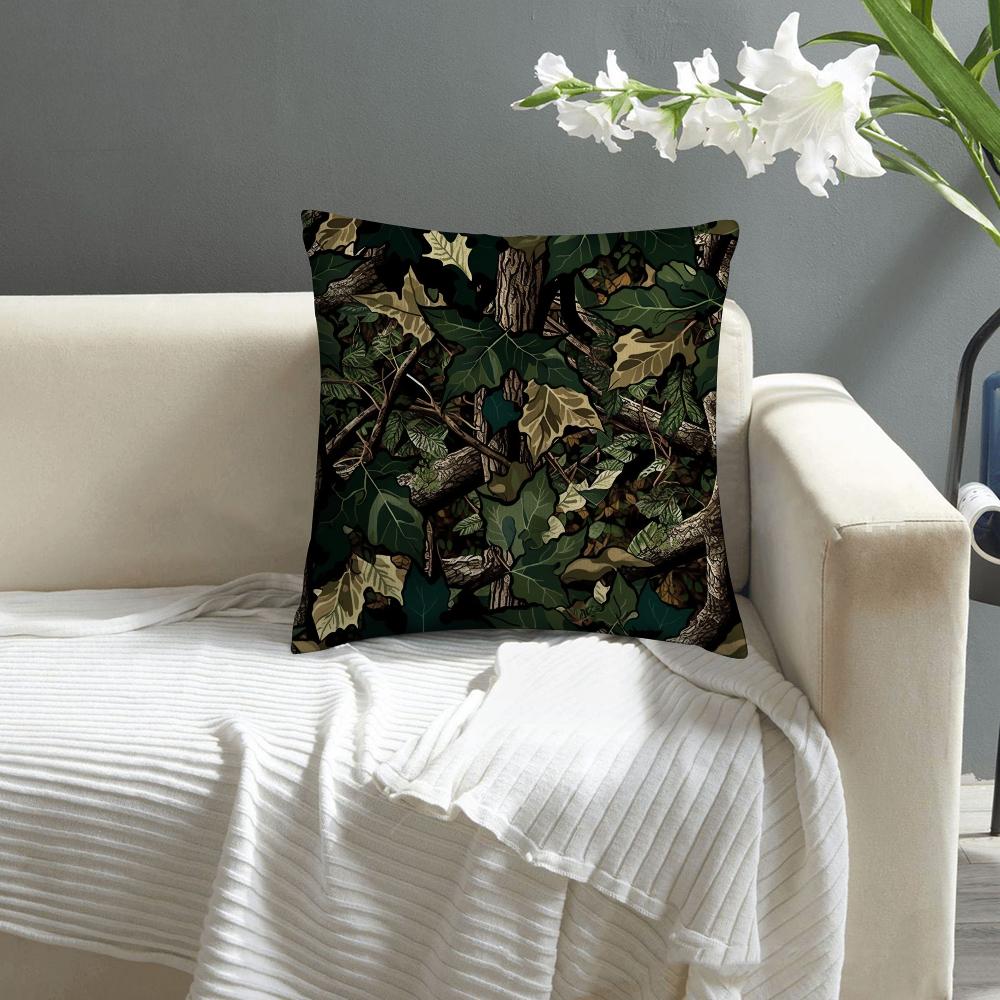 Forest Camouflage Pattern Pillow Case Sofa Decorative Home Double-Sided Printing Short Plush Cushion Cover Throw Pillow Cover
