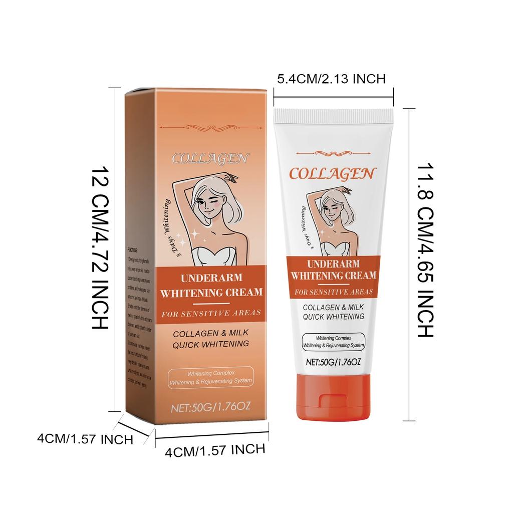 Kolagenový bělící krém na podpaží, klouby, kolena, rozjasňující tón pleti, dlouhotrvající hydratační, vyhlazující, bělící tělové mléko