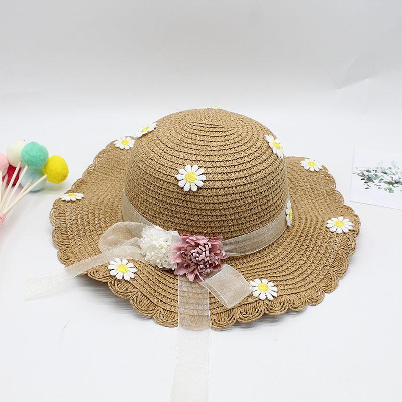 Girls Sun Hat Flower Resort Beach Hat Wavy Edge Straw Hat + Bag Sun Hat Children'S Fairy Hat