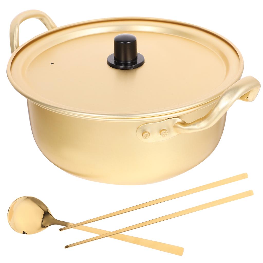 Instant Noodle Pot Cooking Skillet Hot Double Handled Cookware Aluminum Korean Ramen Frying Pan