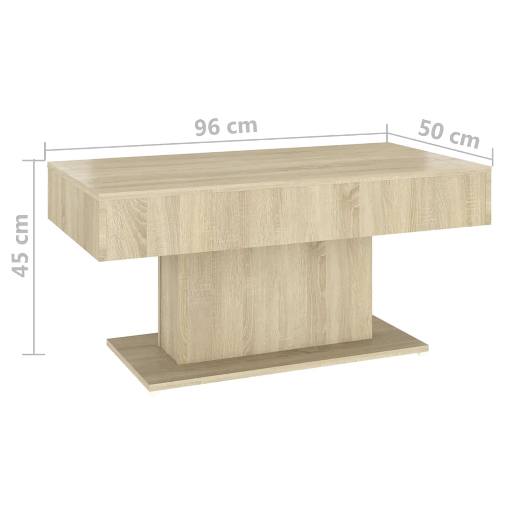Coffee Table Sonoma Oak 96x50x45 cm Wood Based Material