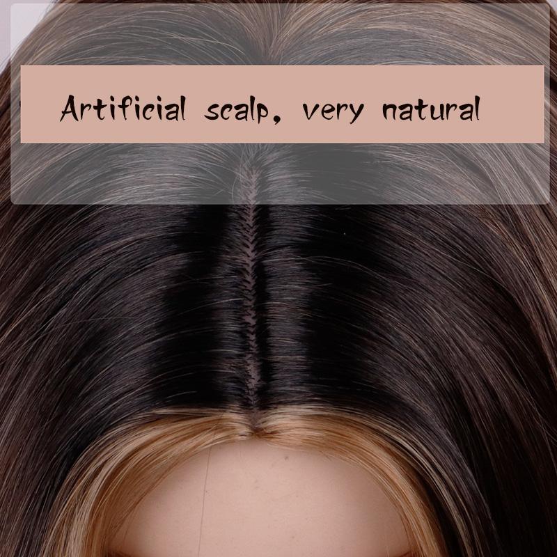 Brown Long Curly Hair Women Daily Heat Resistant Wig