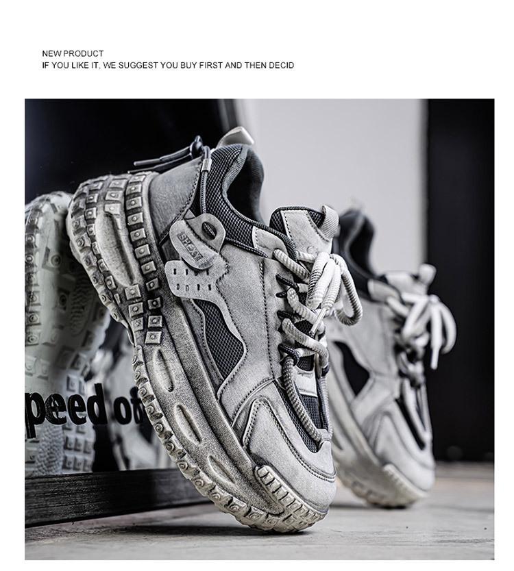 Spring Men's Breathable Mesh Sports Shoes - Trendy Versatile Thick Sole Dad Sneakers