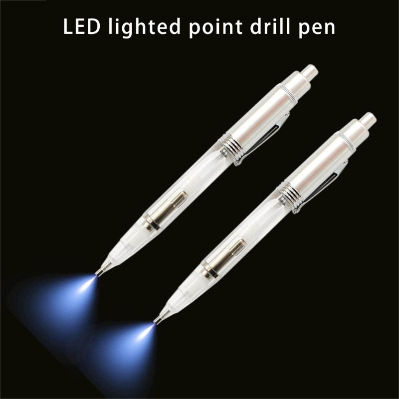 Jewelry Drill Pen Retractable Drill Pen Drawing Drilling Tool with LED Light for Drawing Art Craft Drilling Drawing Tool
