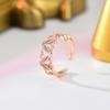 Bague réglable en forme de cœur entrelacé avec CZ pour femmes Couleur Or Rose/Argent/Or Cristal pavé Anneau ouvert Bijoux de Promesse Romantique