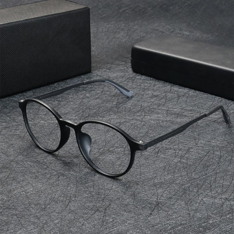 KOCOLIOR New Rubber Titanium Anti Blue Light Reading Glasses Customized Optical Round Frame Presbyopia Glasses for Men and Women