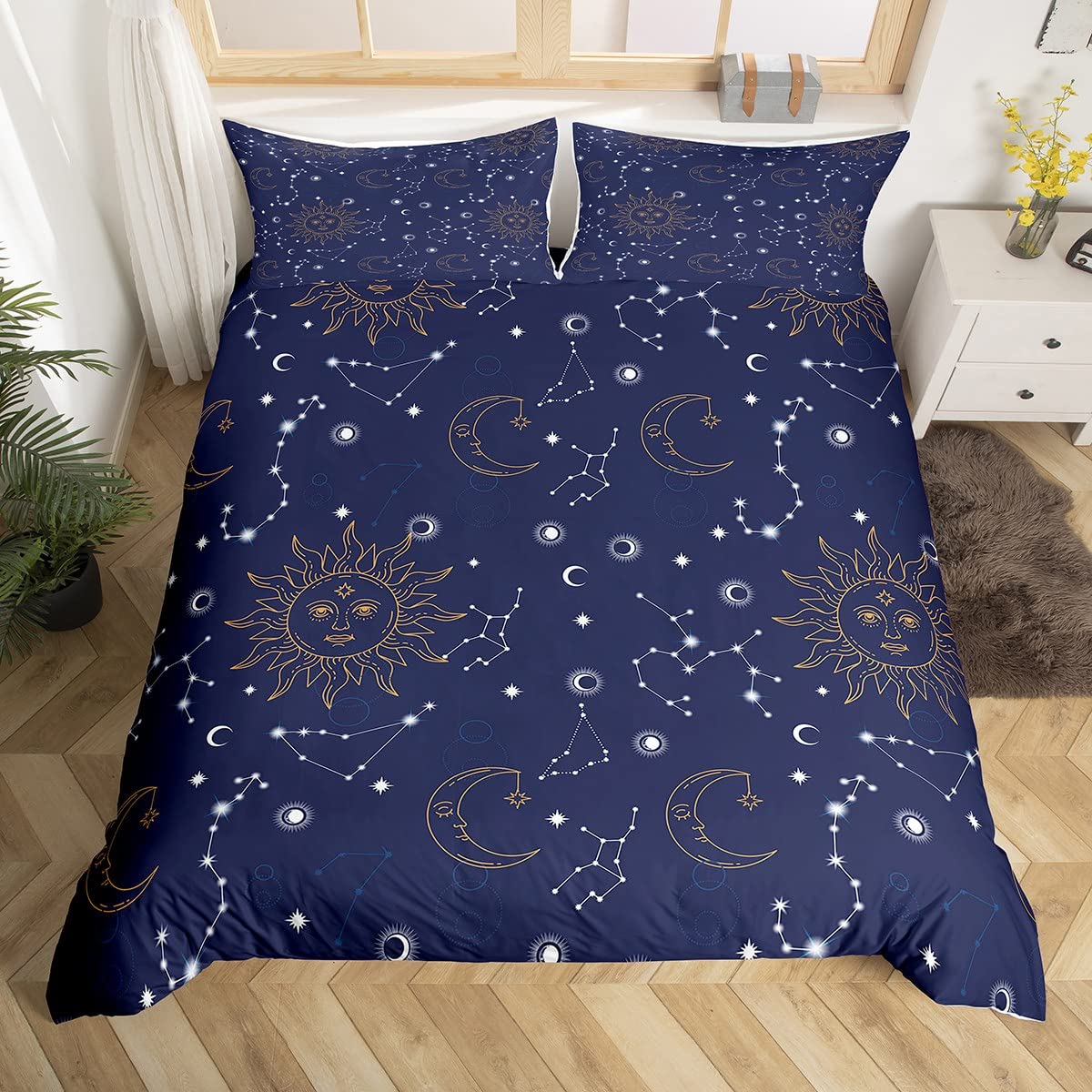 

Comforter Sun And Moon King Size Purple Liac Dream Catcher Star Bedding Set For Kids Children 2/3Pcs Bohemia Comforter (quilt)-EU Single(135*200cm)3pcs