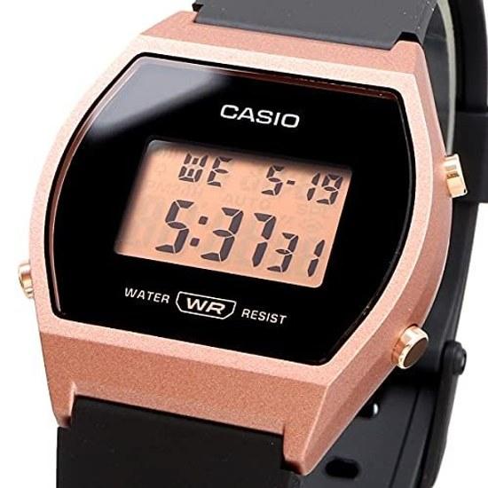 CASIO Standard Digital Womens Girls Wristwatch LW-204-1A No Makeup Box Black Rose Gold International Model