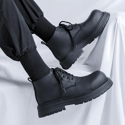 Men's Casual Business Office Dress Platform Boots Black Trendy Autumn Winter Shoes Cowboy Natural Leather Boot Ankle Botas Male