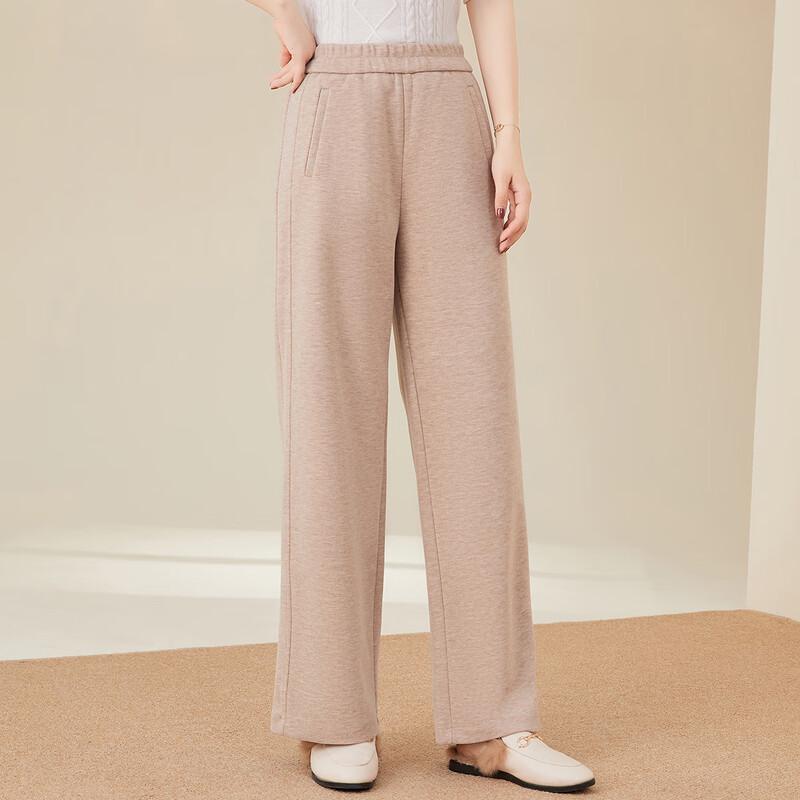 Women's Wool Blend Elastic Waist Straight-Leg Pants