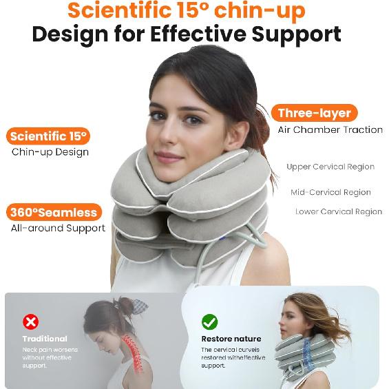 Boyunluklu Boyun Germe Aleti, Servikal Traksiyon Boyun Cihazı, Boyun Rahatlatma Aleti, Ayarlanabilir Şişirilebilir Servikal Brace, Ev Kullanımı Boyun Dekompresyonu Yeni