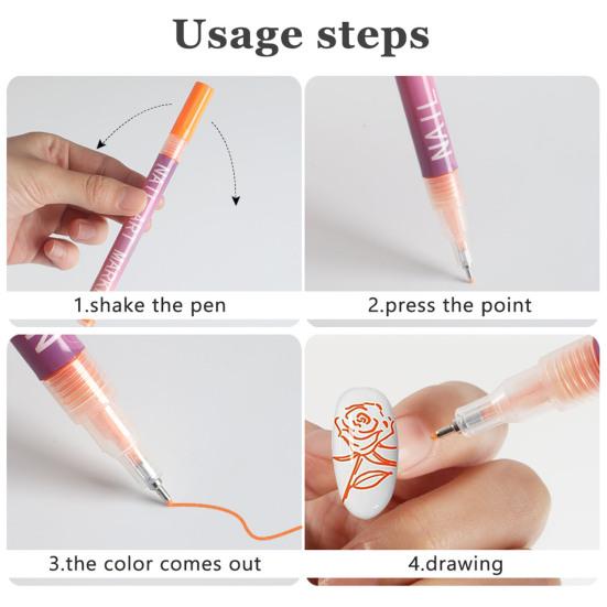45659 Sets 12 Colors Nail Art Pens DIY Gel Nail