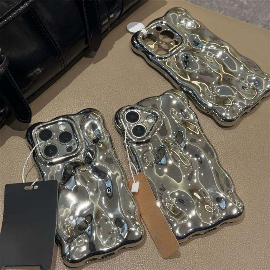 Electroplated Fine Hole Stone Pattern Mobile Phone Case for Apple 17PROMAX High-end Japanese and Korean Small Fresh Mobile Phone Case