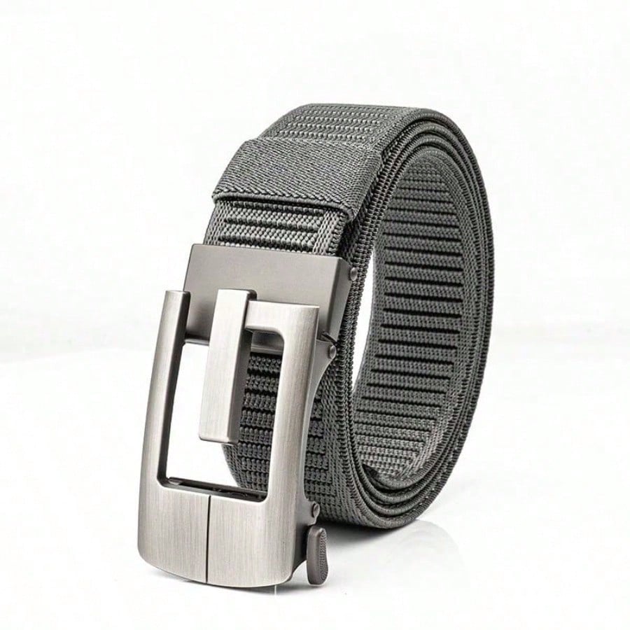 Fashionable Outdoor Sports Versatile Non Perforated Automatic Buckle Canvas Belt Men's Tactical Pants Belt Belt