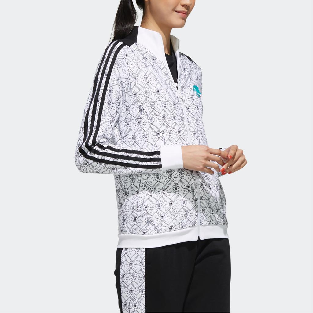 Adidas Neo Stand Collar Striped Zip Long Sleeve Jacket Women Jackets White FU3582