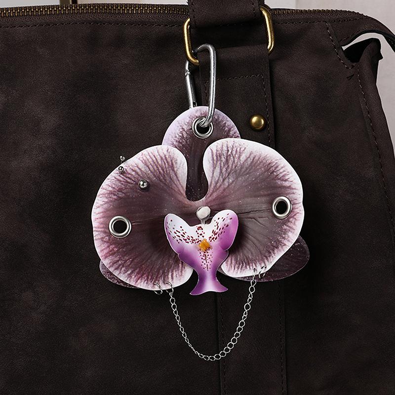 

Креативный кулон в виде сумки с цветами, изысканный брелок с орхидеей фаленопсис и лилией, модные аксессуары для украшения рюкзака, подарки