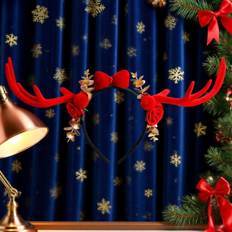 1PC 2025 Christmas Headwear ,Halloween,Christmas Red, Big Antlers Headband, Creative Decorations