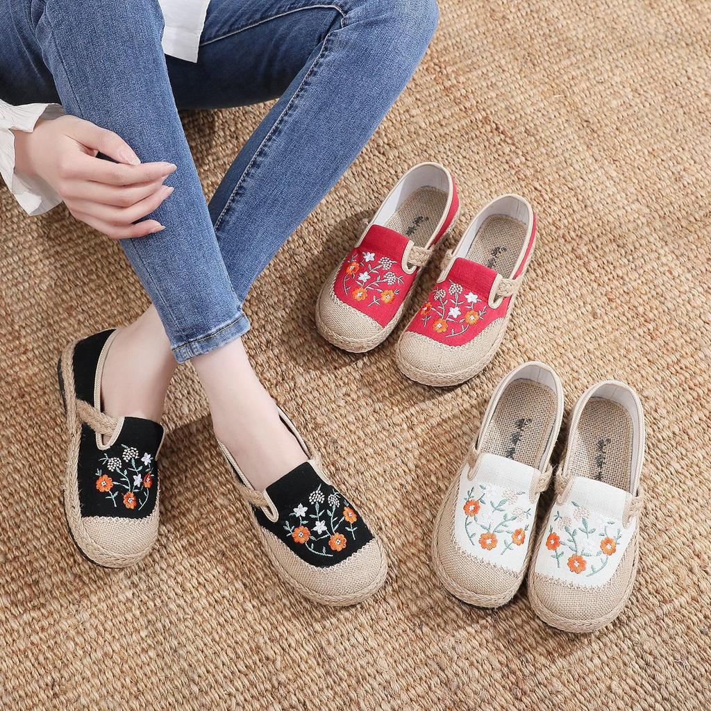****** New Old ******* Cloth Shoes Women's Single Shoes Ethnic Style Fisherman Shoes One Pedal S**t-soled Mother Shoes Flat-soled Comfortable