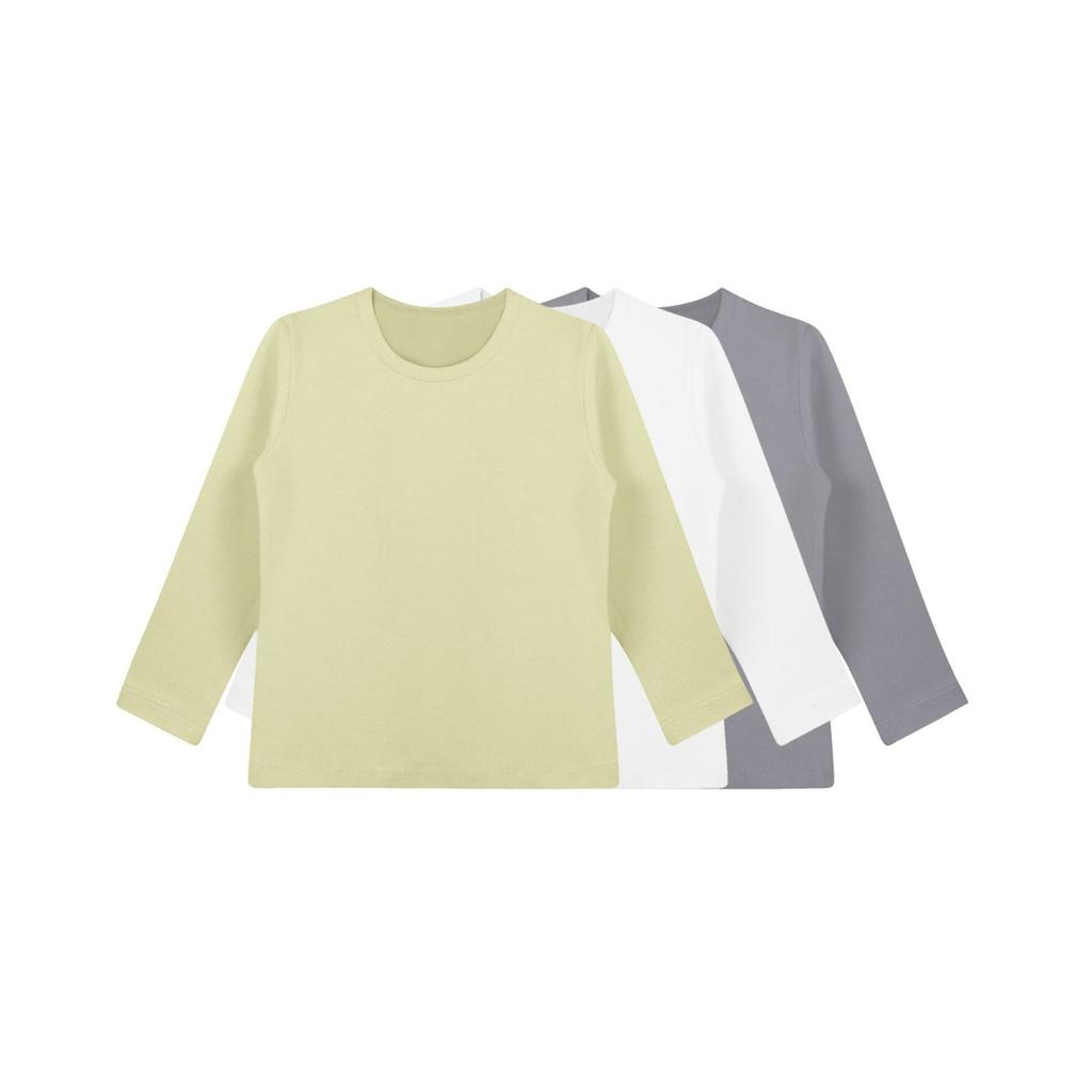 Children's Long-sleeved O-neck Top Solid Color Daily Casual(3pc)