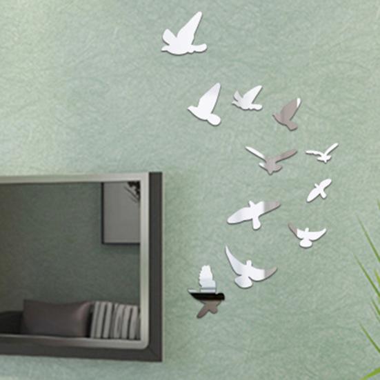 11Pcs/Set Wall Sticker Wide Application Convenient Acrylic Bird Vivid 3D Wall Decorative Sticker for Home