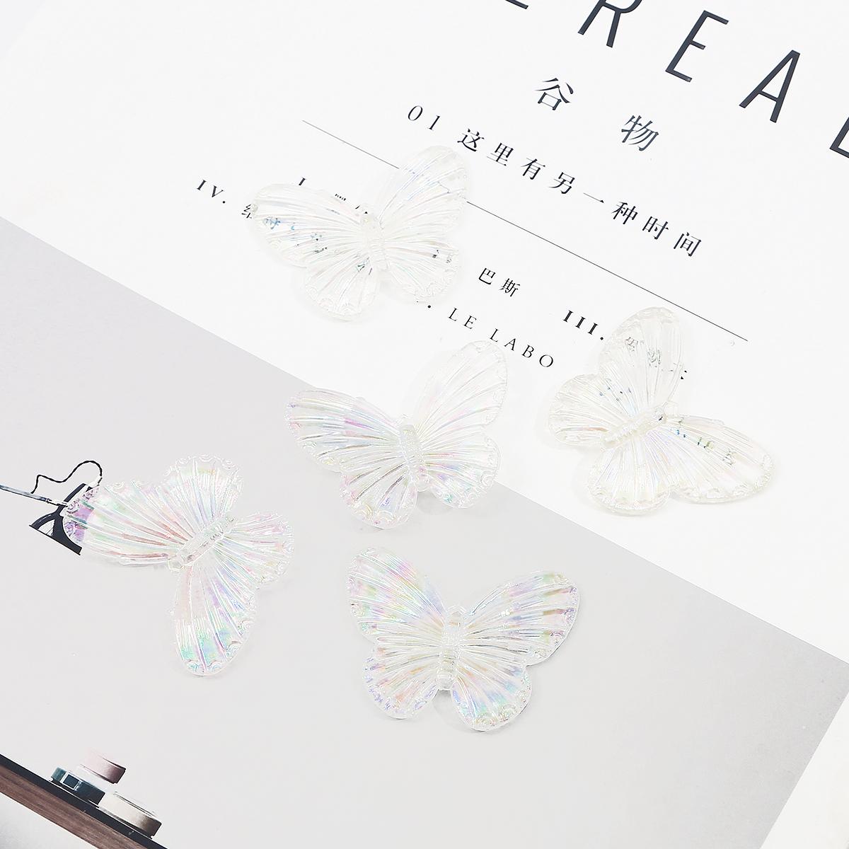 

4шт акриловые бусины с бабочкой постепенного цвета для изготовления ювелирных изделий своими руками белый