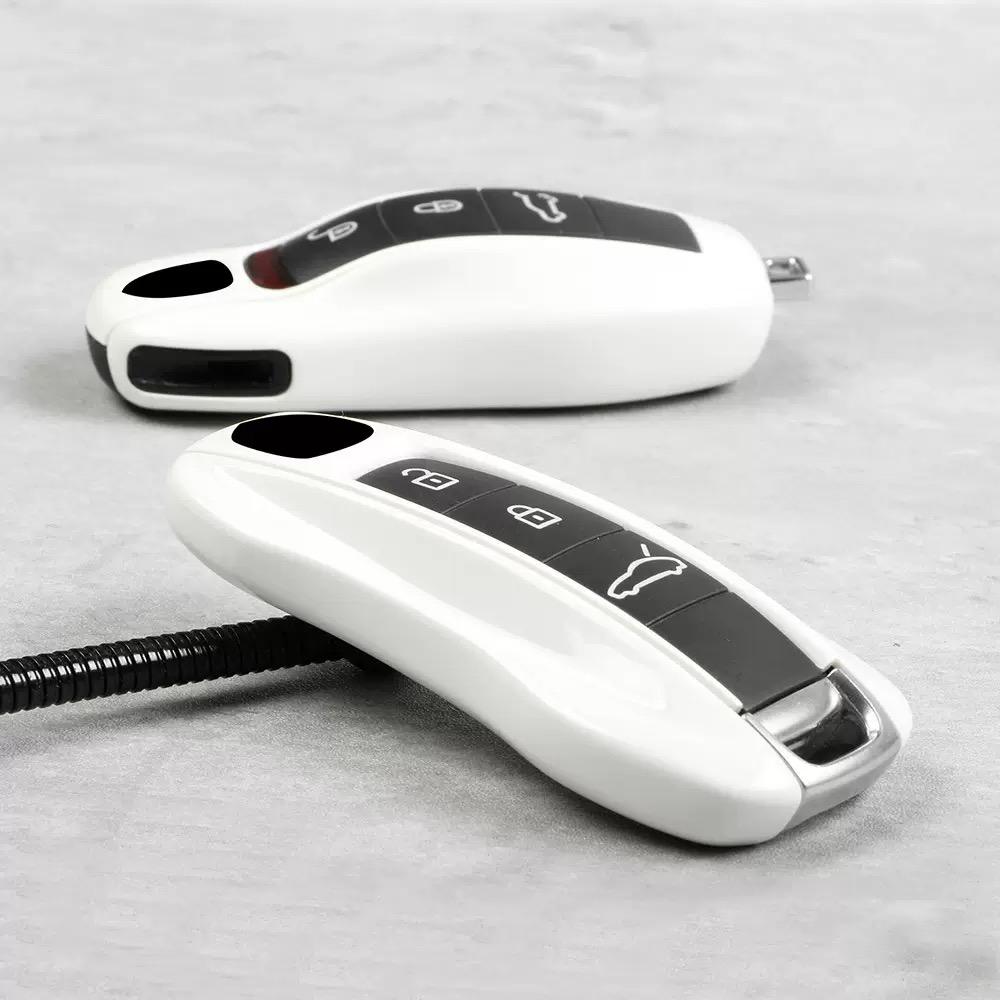 Car Key Case Pearl White for Porsche Panamera Macan Taycan 911 718 Boxster Cayman Cayenne Remote Control Fob Protect Shell
