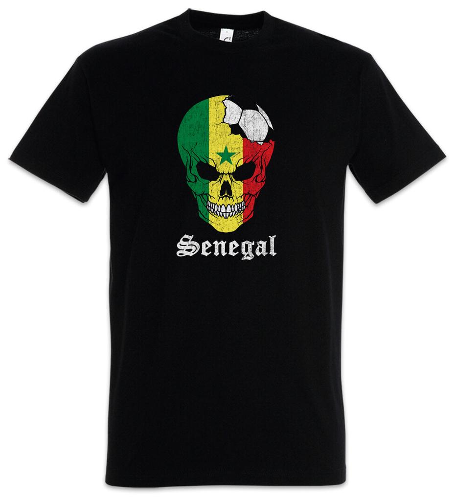 Senegal Calcio Teschio I T-Shirt Uomo Donna Magliette Top Senegal Bandiera Calcio Campionato del Mondo