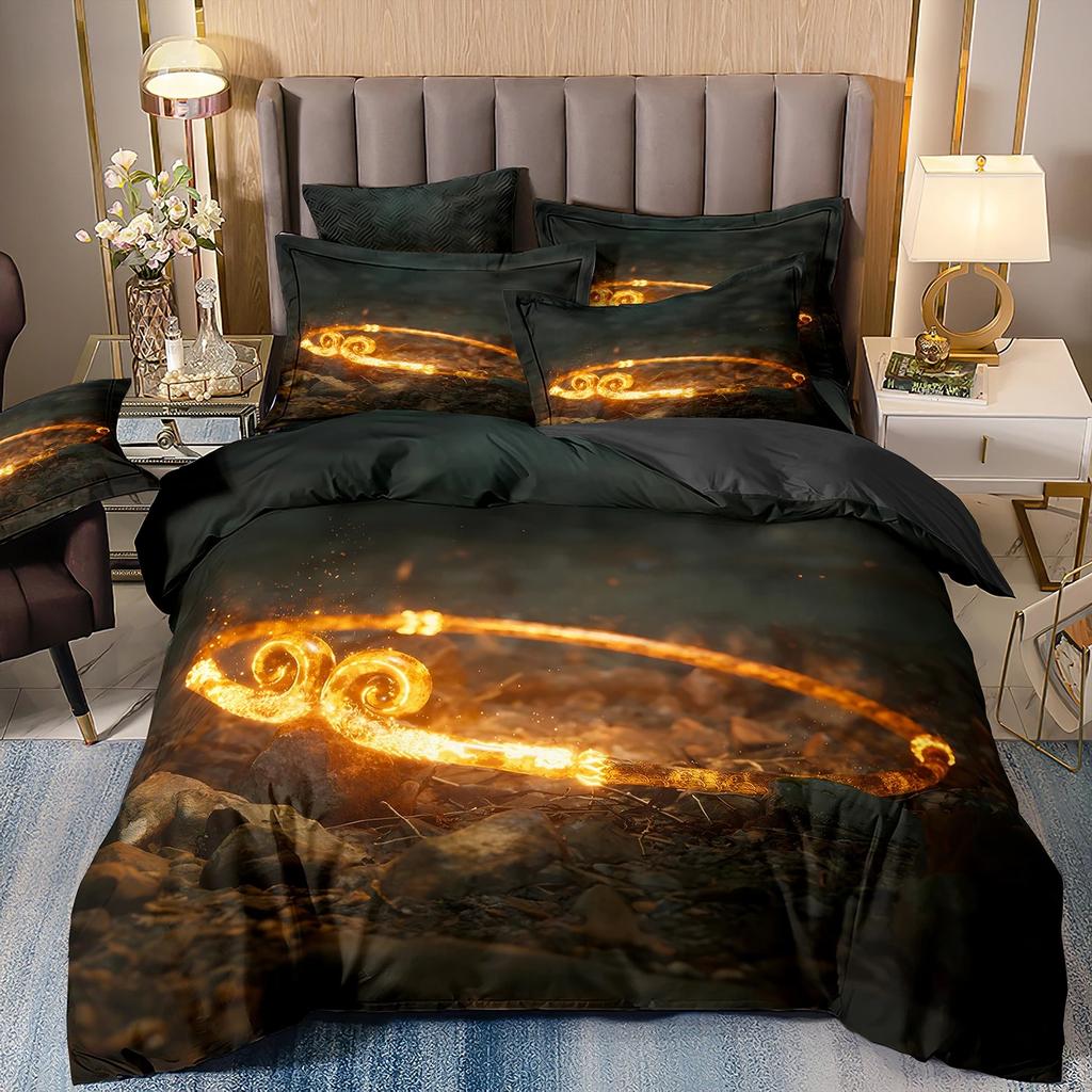 Game Characters Goku Bedding SetBlack Myth Wukong Bedding SetBlack 3D Printing Quilt Cover Pillowcase For Children And Adults