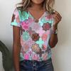 Summer Women's 3D Printed V-Neck T-Shirt Fashion Versatile Trend Breathable Casual