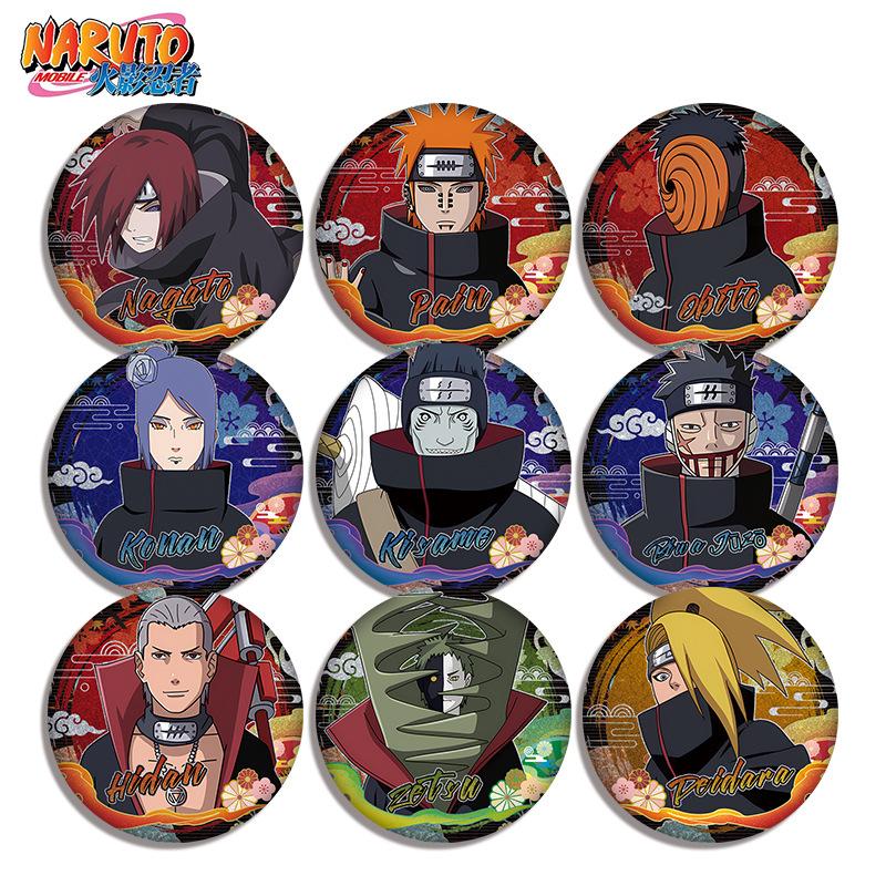 Naruto Double Flash Badge 233-243 Anime Merchandise Collectibles Cosplay Accessory New Design 75mm 58mm Pet Bar Full Characters