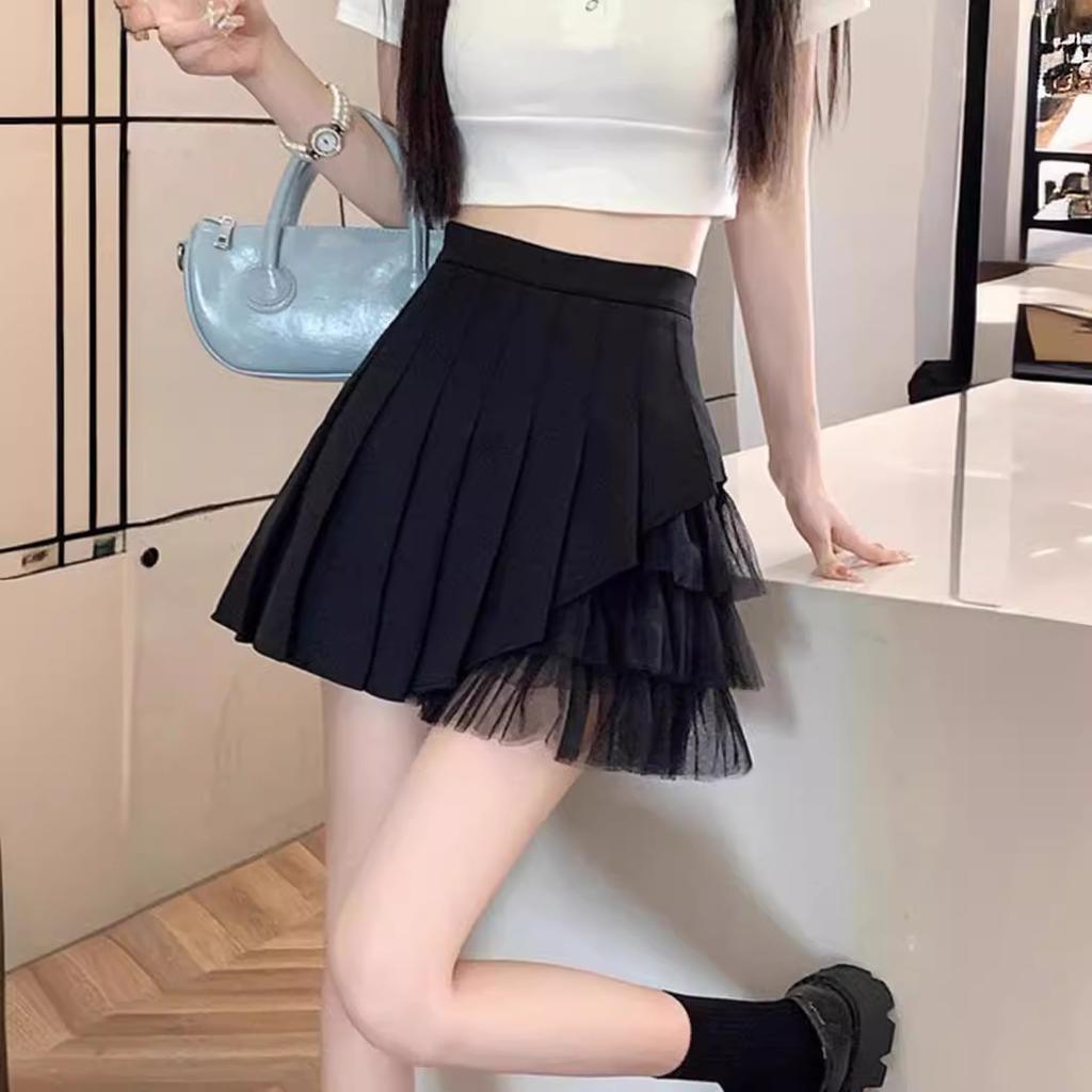 Women's Summer Slimming A-line Mesh Pleated Skirt