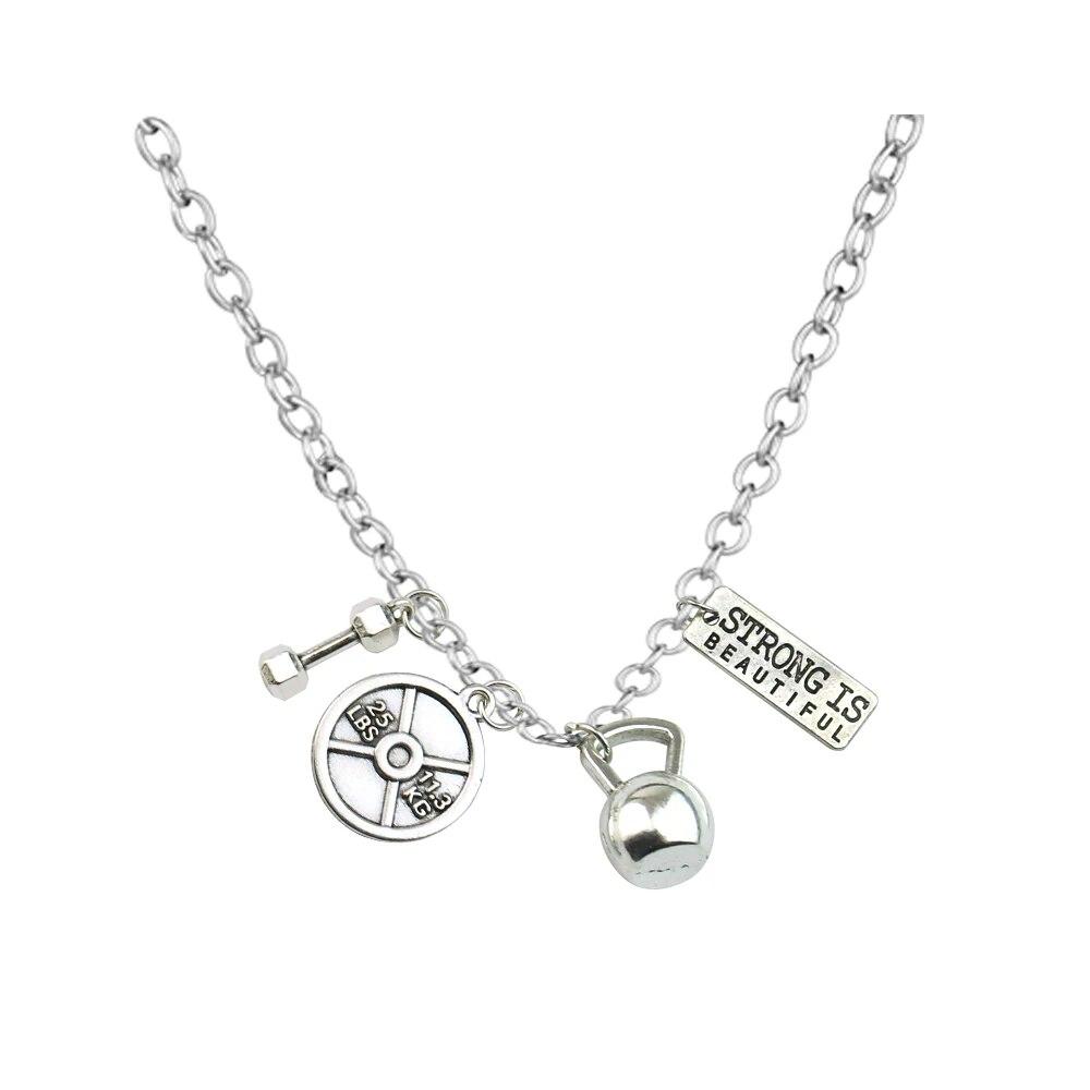 Fitness Gym Hantel Halskette Anhänger Schmuck für Bodybuilder Männer Frauen Sport Geschenk