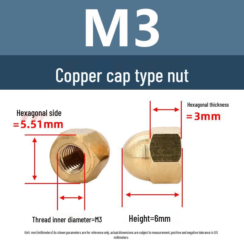 

Yigu Brass Hexagonal Cap Nuts and Screws - M3, M4, M5 Decorative Ball Head
