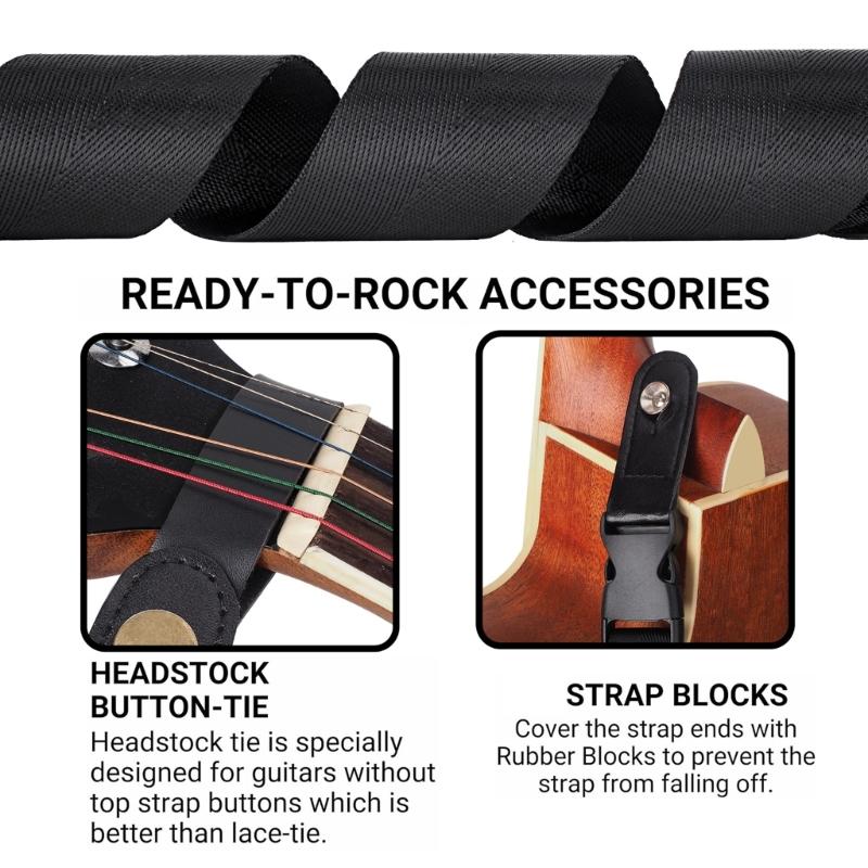 Leather Ends Guitar Strap Set with Picks Guitar Strap Acoustic Guitar Belt Strap