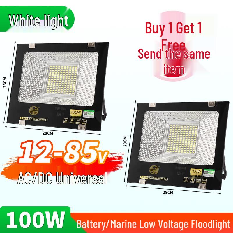 Yaming Marine LED Floodlight: 100W Outdoor Waterproof Spotlight for 12V/24V/36V DC Battery